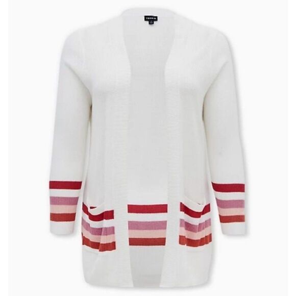 🆕 TORRID Ivory Multi Stripe Cardigan NWT - Picture 5 of 5